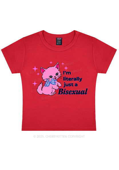 Literally Just A Bisexual Pride Y2K Baby Tee Cherrykitten