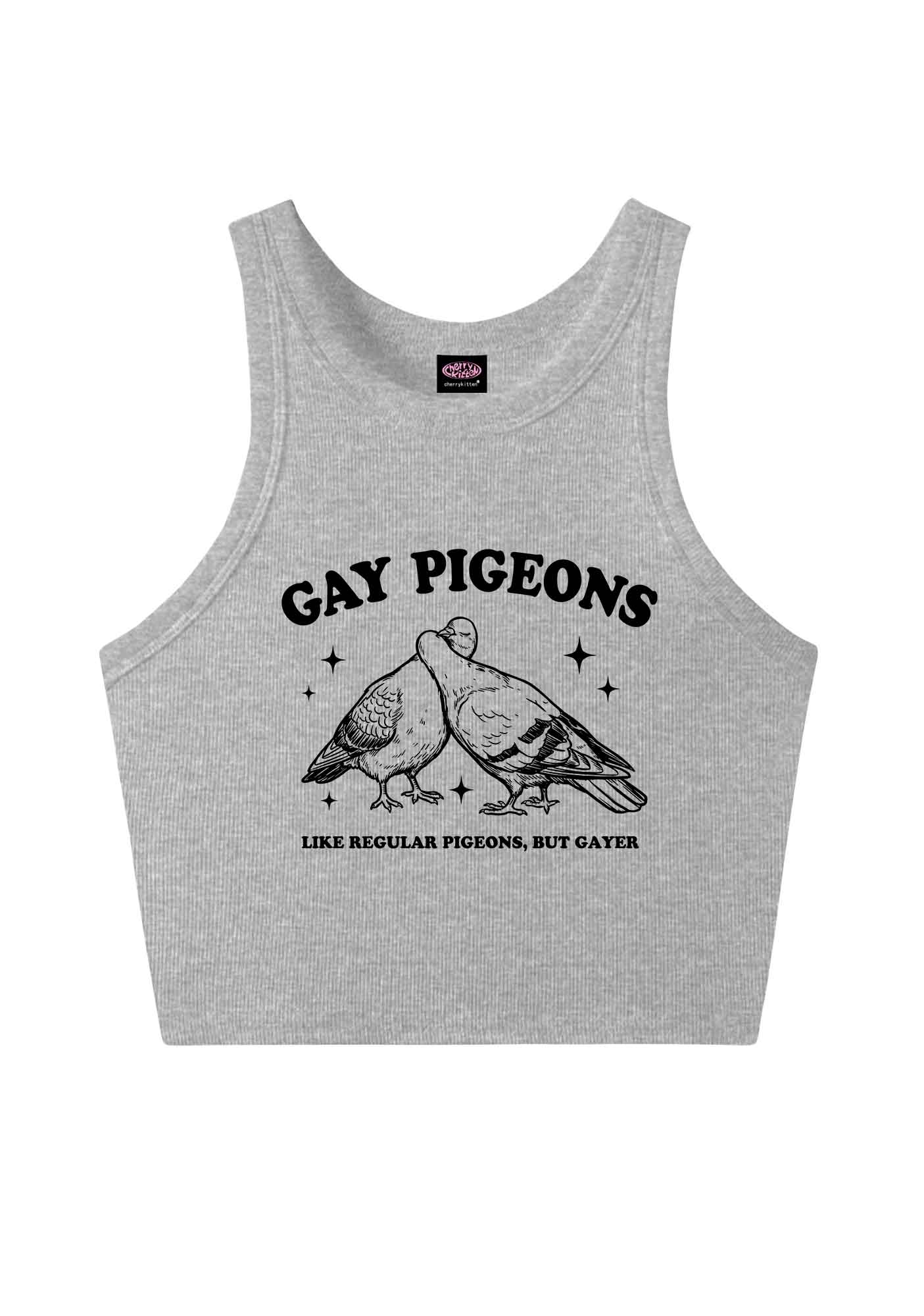 Gay Pigeons Kissing Pride Y2K Crop Tank Top Cherrykitten
