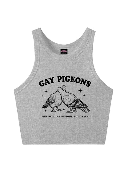 Gay Pigeons Kissing Pride Y2K Crop Tank Top Cherrykitten