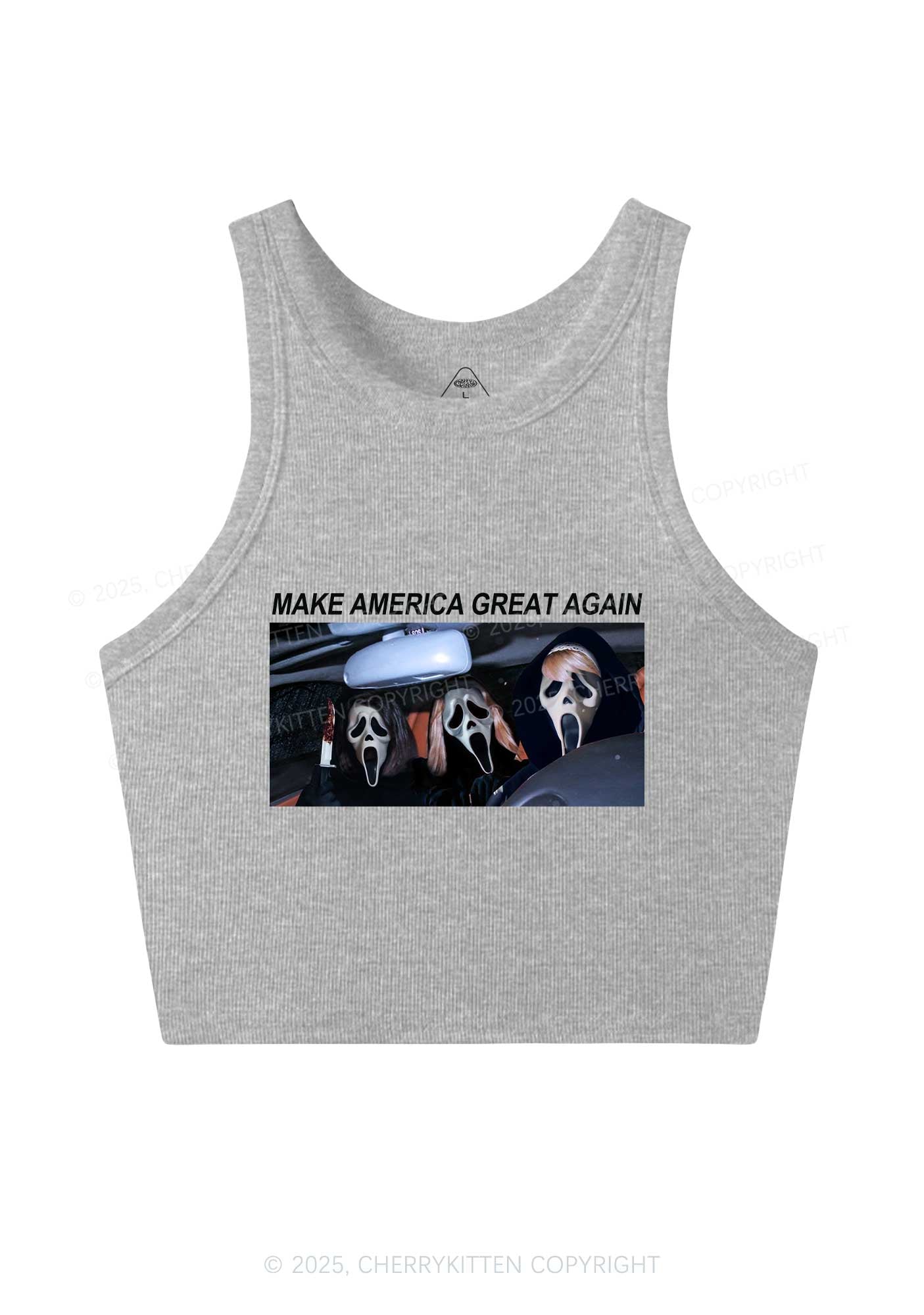 Halloween Ghost Make America Great Again Y2K Crop Tank Top Cherrykitten