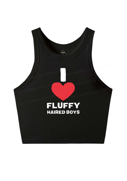 I Love Fluffy Haired Boys Y2K Crop Tank Top Cherrykitten