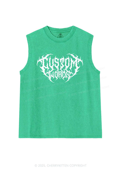 Custom Punk Words Y2K Washed Muscle Tank Cherrykitten