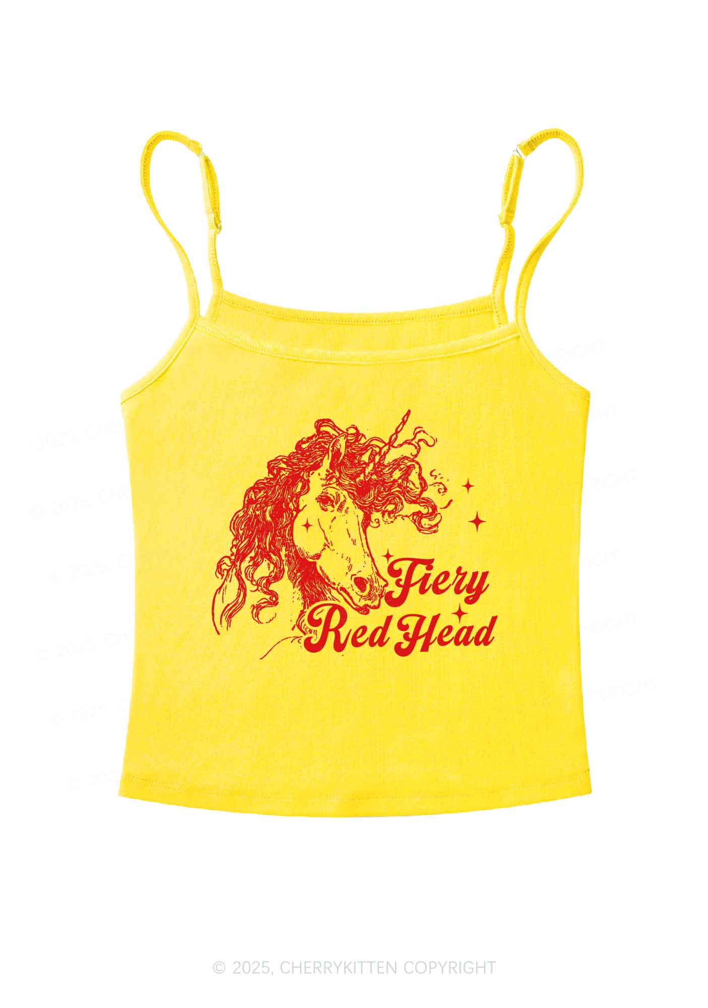 Fiery Red Head Y2K Spaghetti Strap Cami Cherrykitten