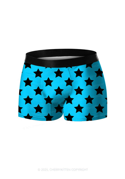 Black Star Y2K Print Men Boxer Briefs Cherrykitten