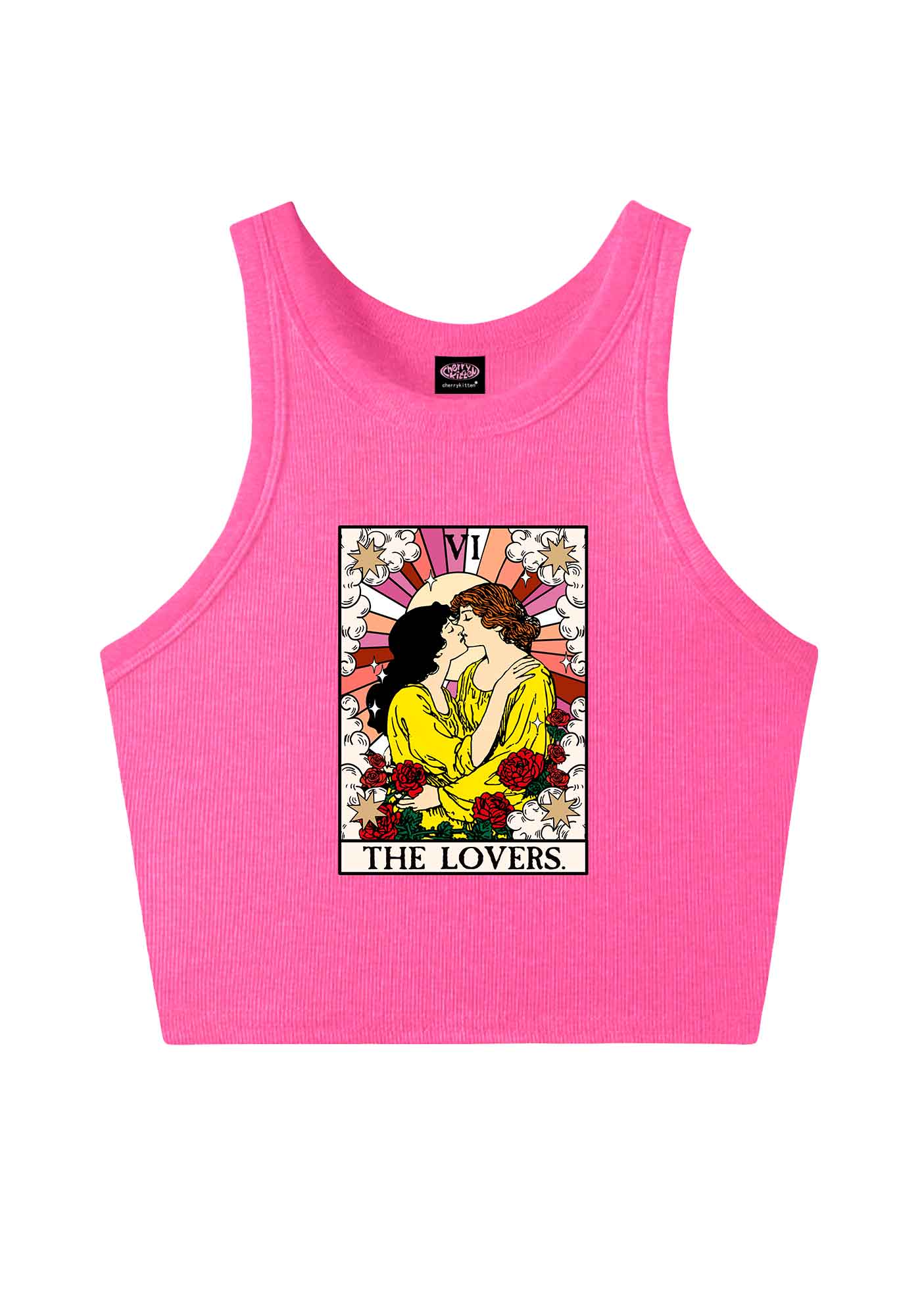 Kissing Lesbians Pride Y2K Crop Tank Top Cherrykitten