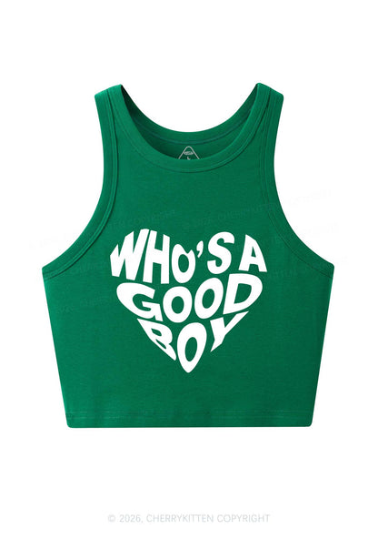 Whos A Good Boy Valentine's Day Y2K Crop Tank Top Cherrykitten