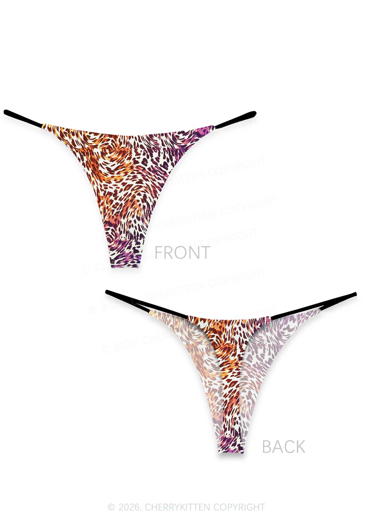 Lesbian Leopard Pride Y2K Print Bikini String Thong Cherrykitten