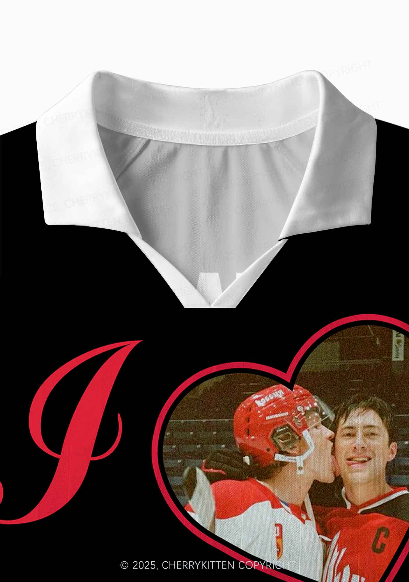 Black I Love Hockey HR Y2K Long Sleeve Sport Jersey Shirts Cherrykitten