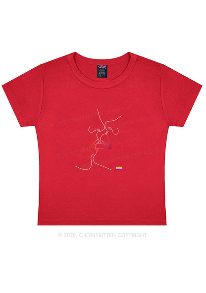 Lesbian Kiss Pride Y2K Baby Tee Cherrykitten