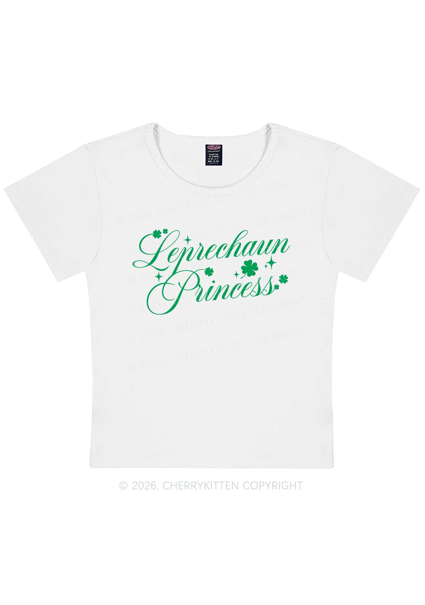 Leprechaun Princess St Patricks Y2K Baby Tee Cherrykitten