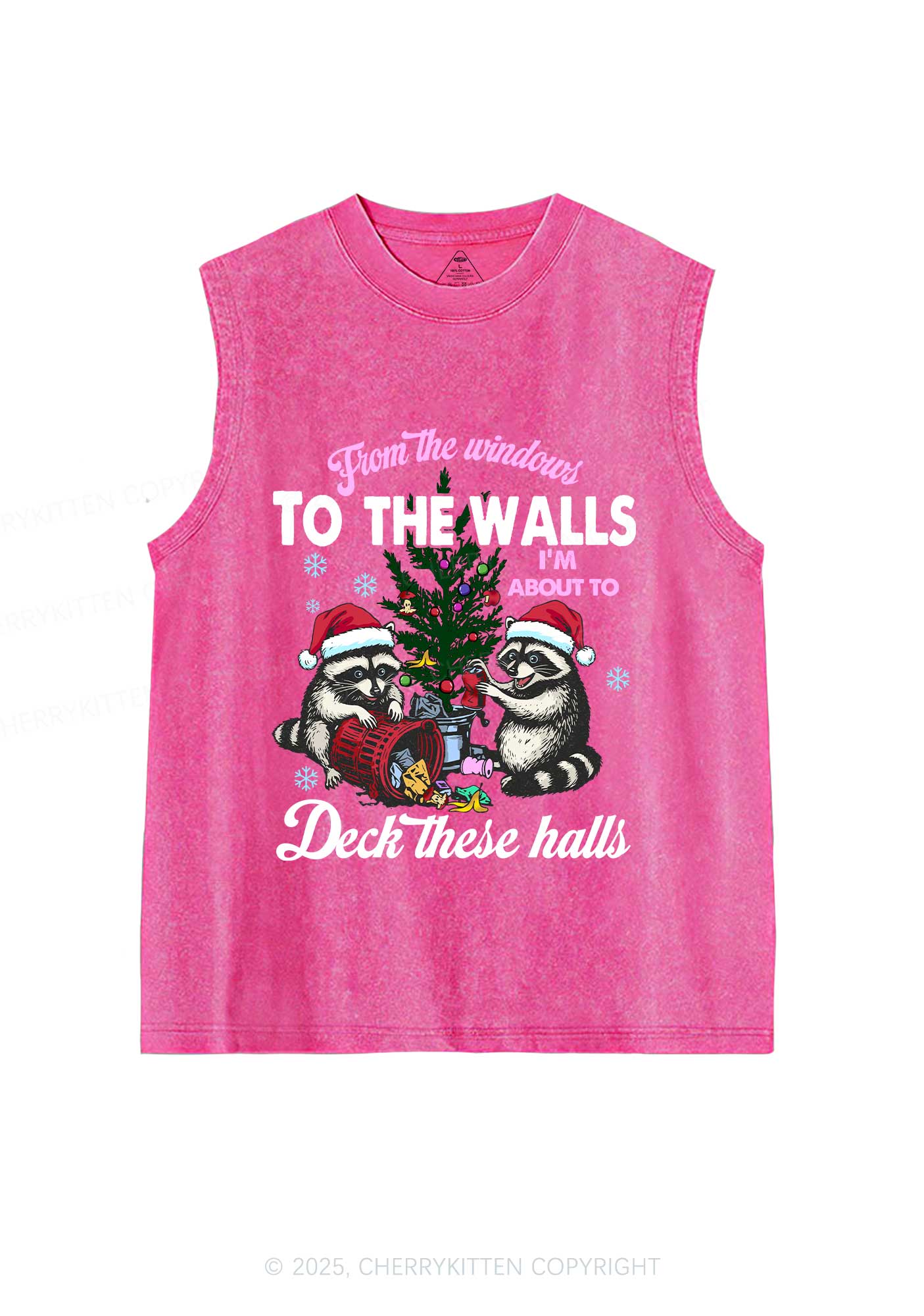Christmas To The Walls Y2K Washed Muscle Tank Cherrykitten