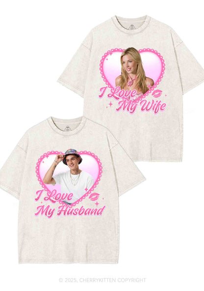 Custom Love My Wife Photo Y2K Valentine's Day Washed Tee Cherrykitten