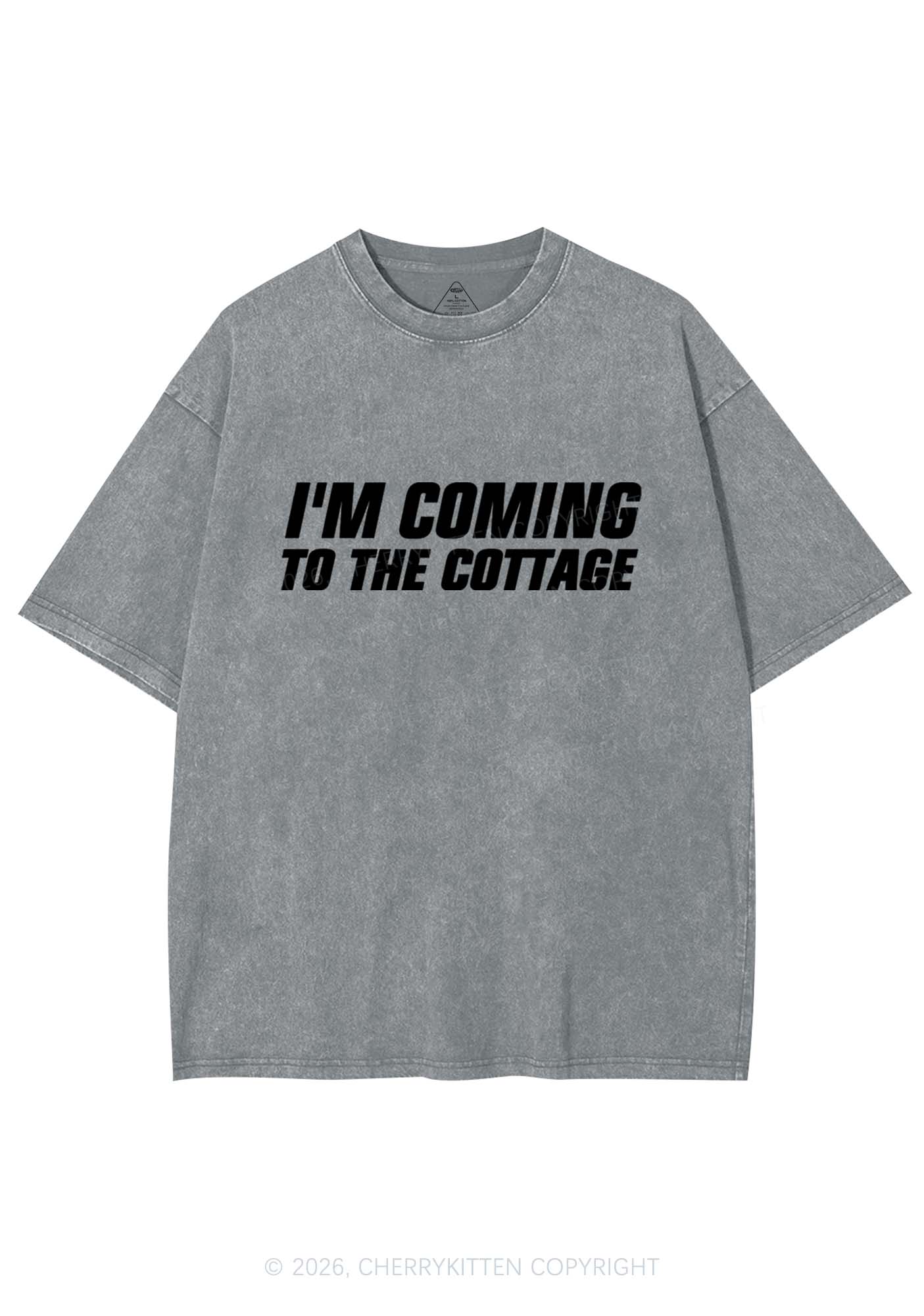 Im Coming To The Cottage HR Y2K Shirts Washed Tee Cherrykitten