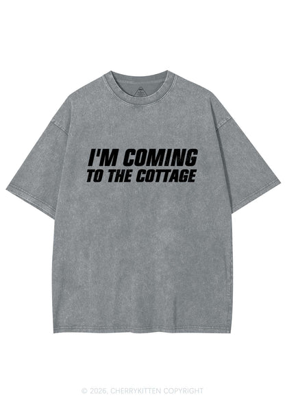 Im Coming To The Cottage HR Y2K Shirts Washed Tee Cherrykitten