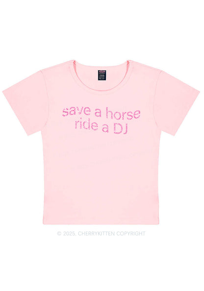 Glitter Ride A DJ Y2K Baby Tee Cherrykitten