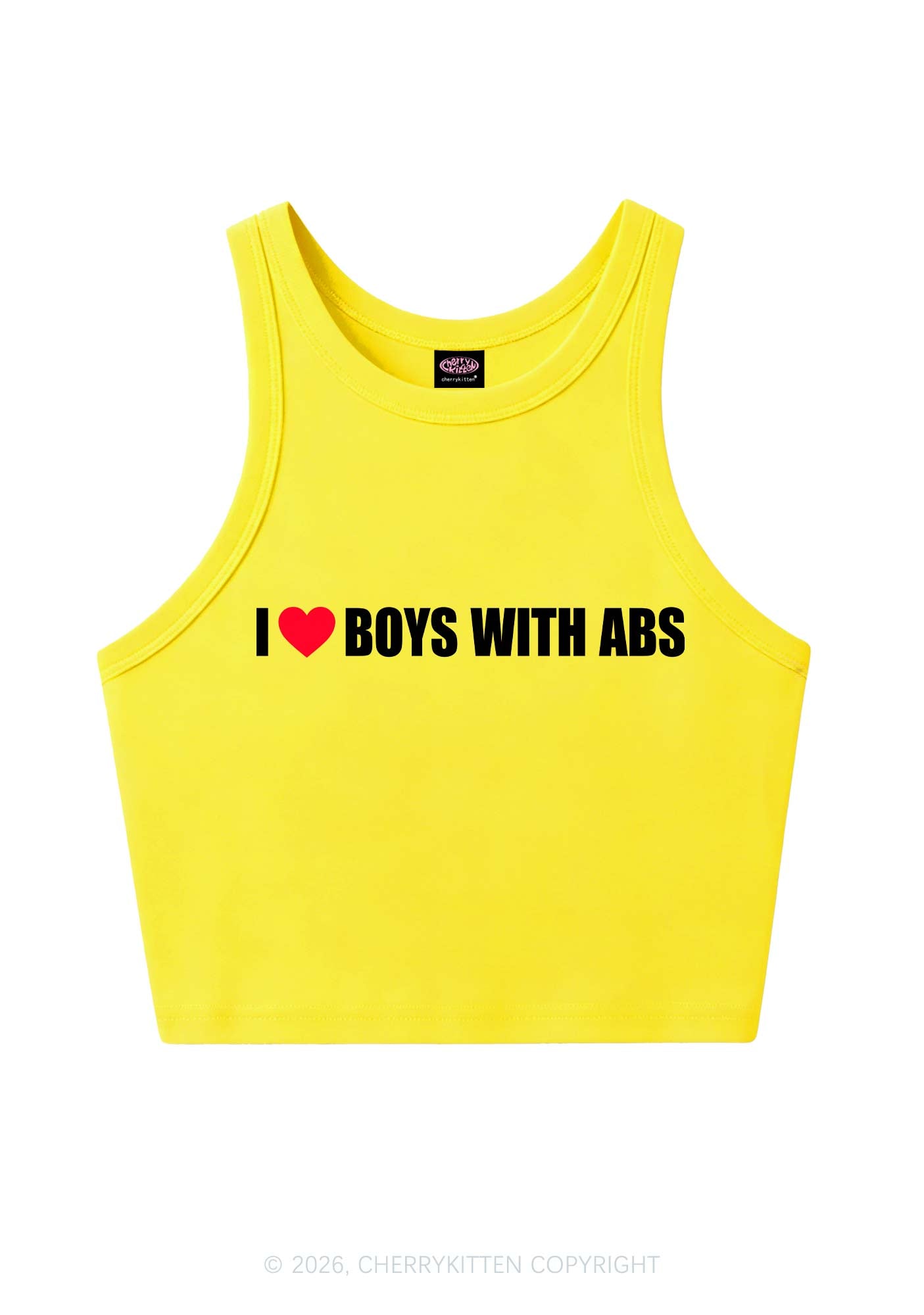 I Love Boys With ABS Y2K Crop Tank Top Cherrykitten