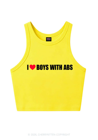 I Love Boys With ABS Y2K Crop Tank Top Cherrykitten