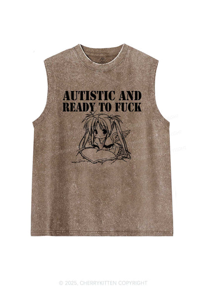 Autistic Ready To Fxxk Y2K Washed Muscle Tank Cherrykitten