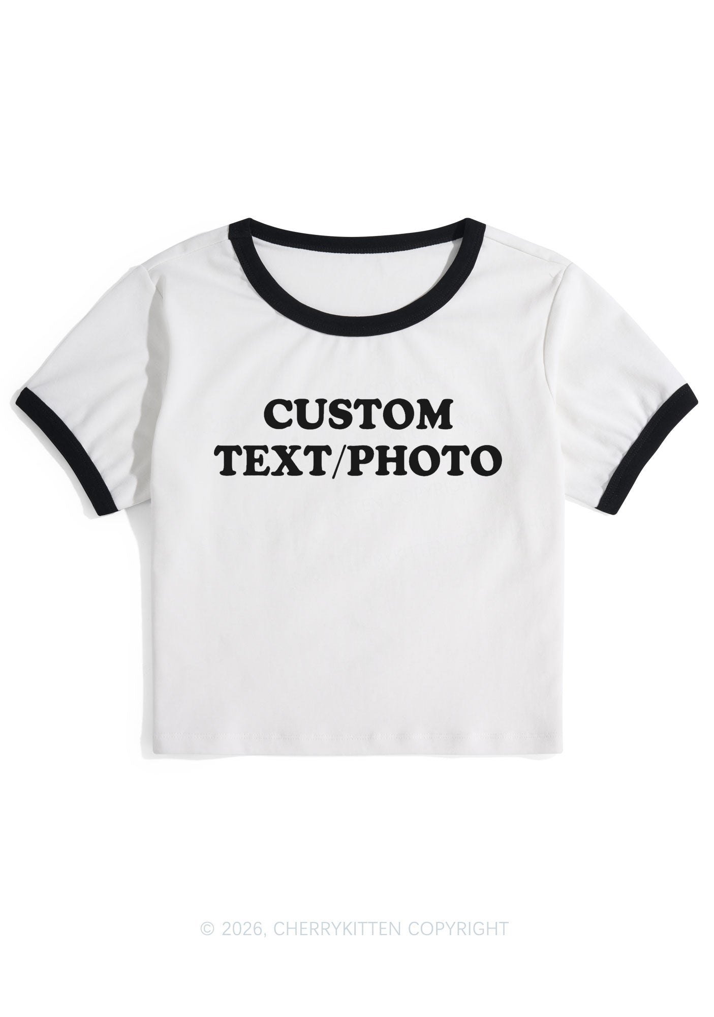 Custom Personalized Text Y2K Ringer Tee Cherrykitten