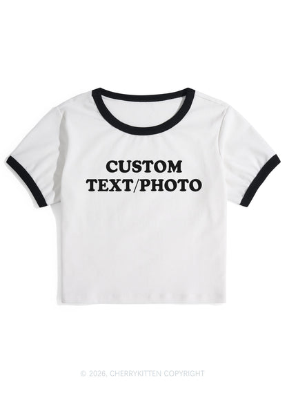 Custom Personalized Text Y2K Ringer Tee Cherrykitten