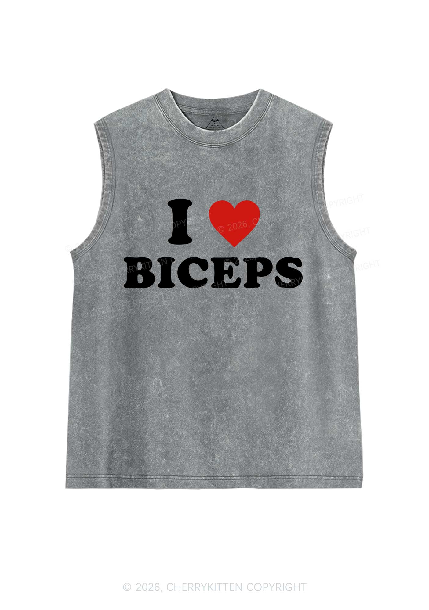 I Love Biceps Valentine's Day Y2K Washed Muscle Tank Cherrykitten