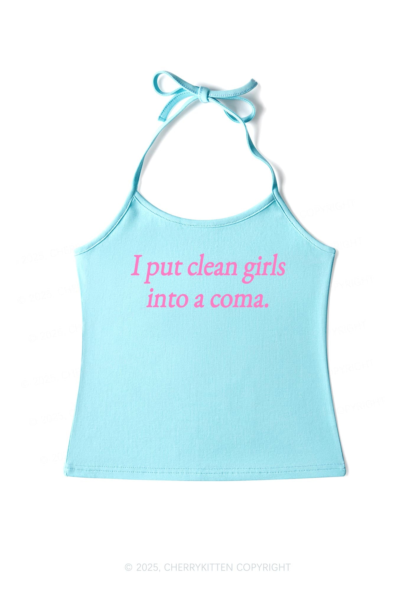 Put Clean Girls Into Coma Y2K Halter Neck Cami Cherrykitten