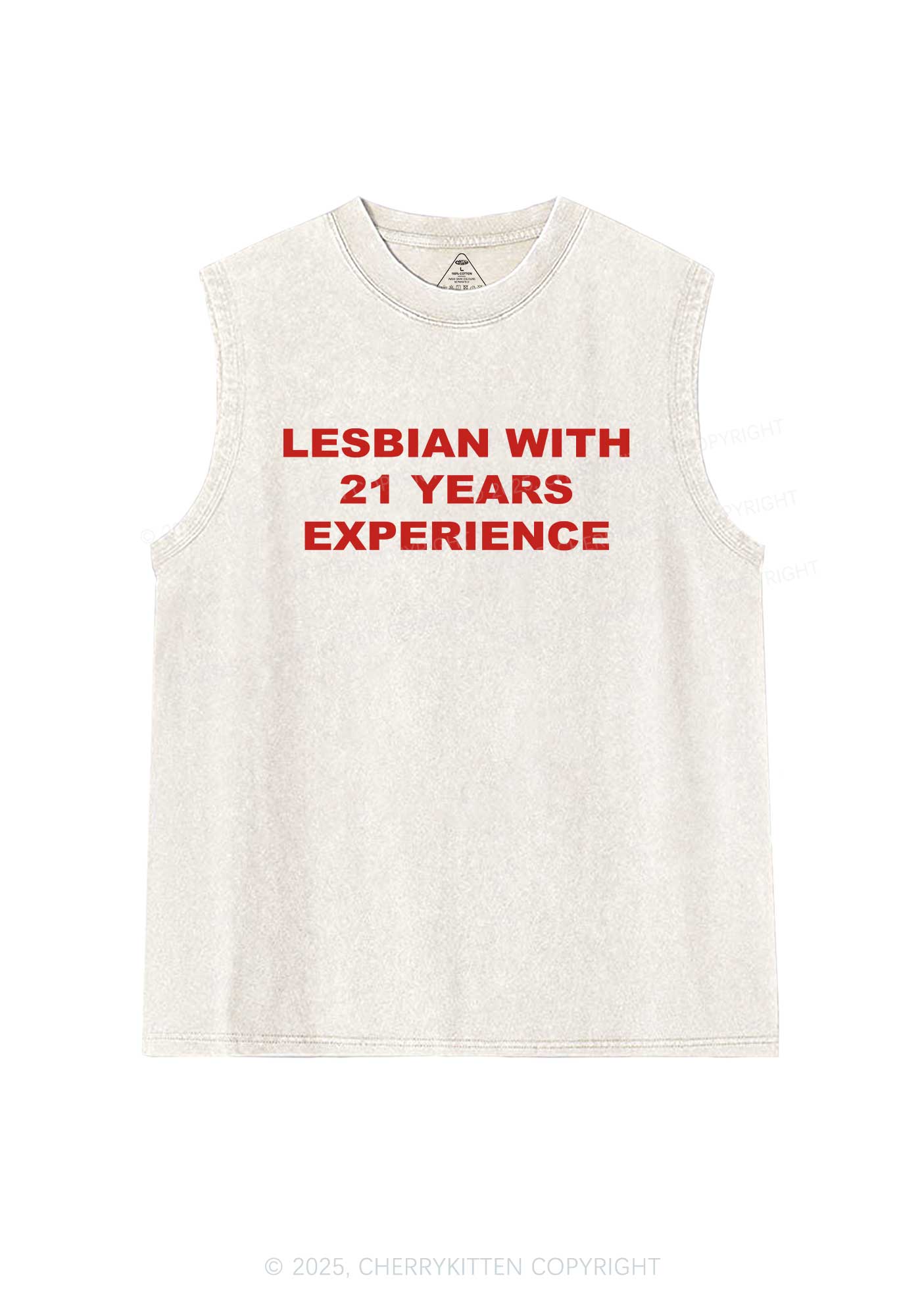Custom Lesbian Experience Pride Y2K Washed Muscle Tank Cherrykitten