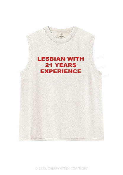 Custom Lesbian Experience Pride Y2K Washed Muscle Tank Cherrykitten