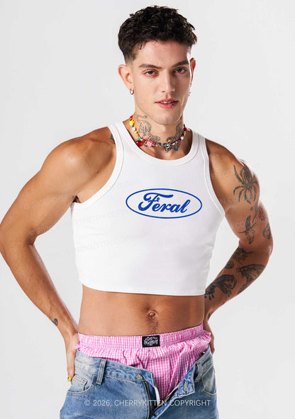 Blue Feral Y2K Crop Tank Top Cherrykitten