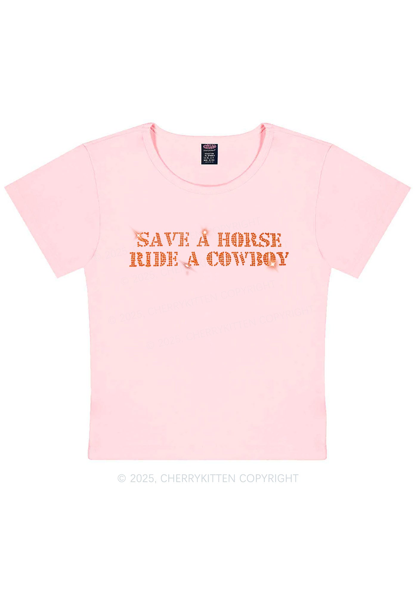 Rhinestone Save A Horse Ride A Cowboy Y2K Baby Tee Cherrykitten