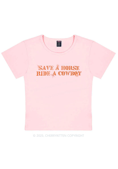 Rhinestone Save A Horse Ride A Cowboy Y2K Baby Tee Cherrykitten