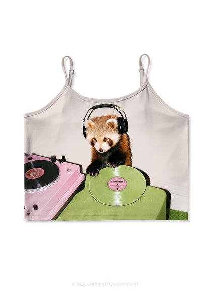 Red Panda DJ Y2K Print Cami Crop Top Cherrykitten