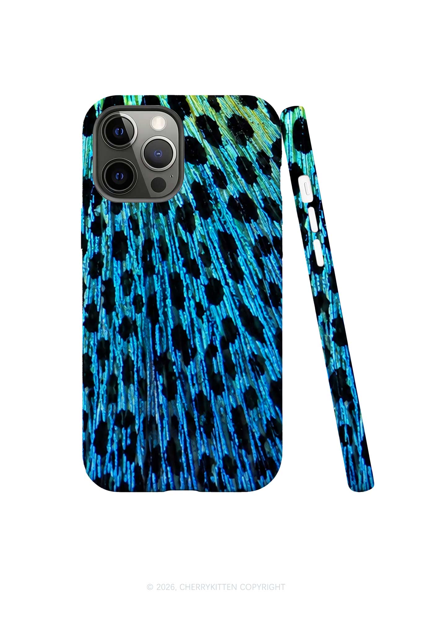 Peacock Feather Texture Y2K Phone Case Cherrykitten