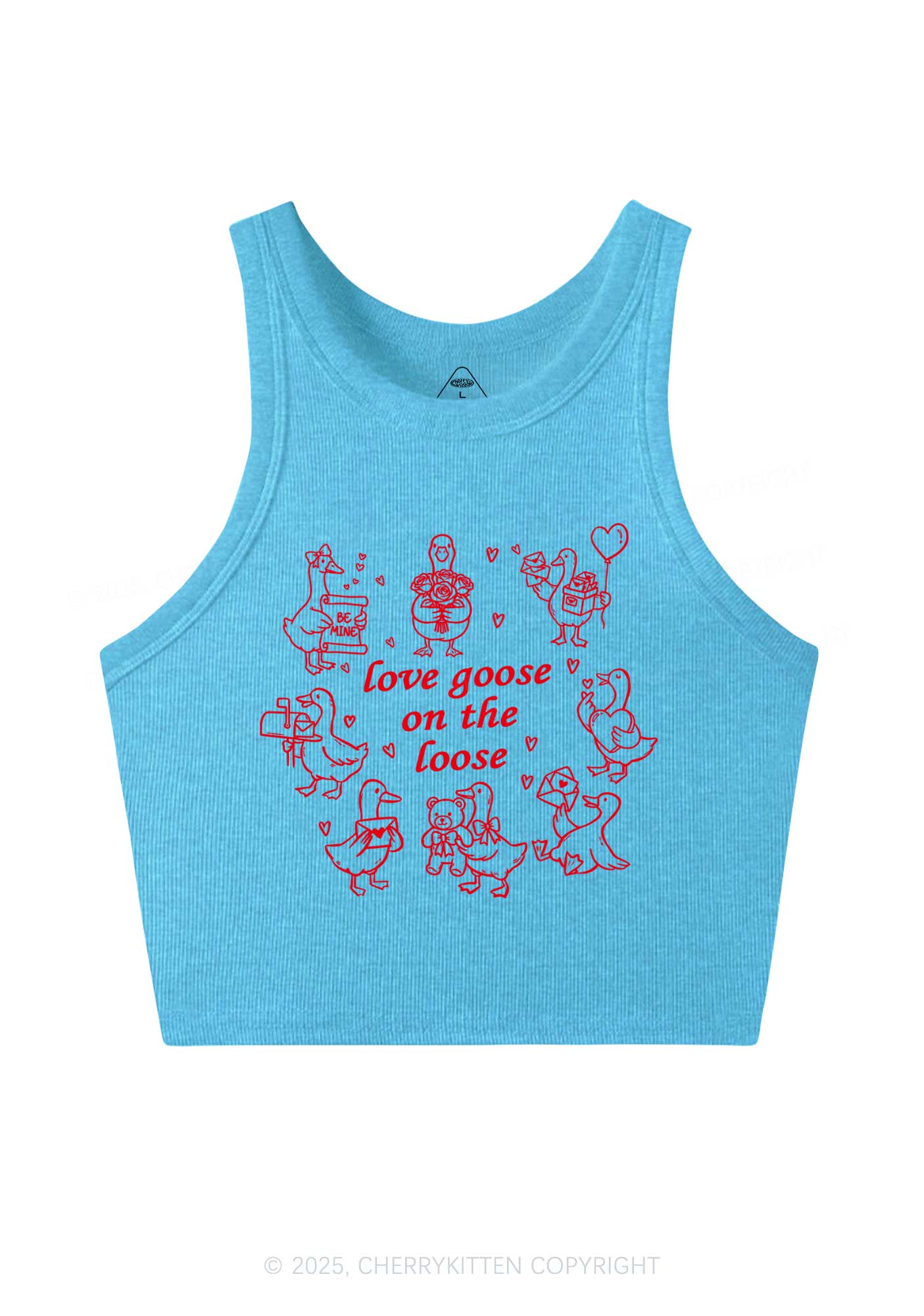 Love Goose On The Loose Valentine's Day Y2K Crop Tank Top Cherrykitten