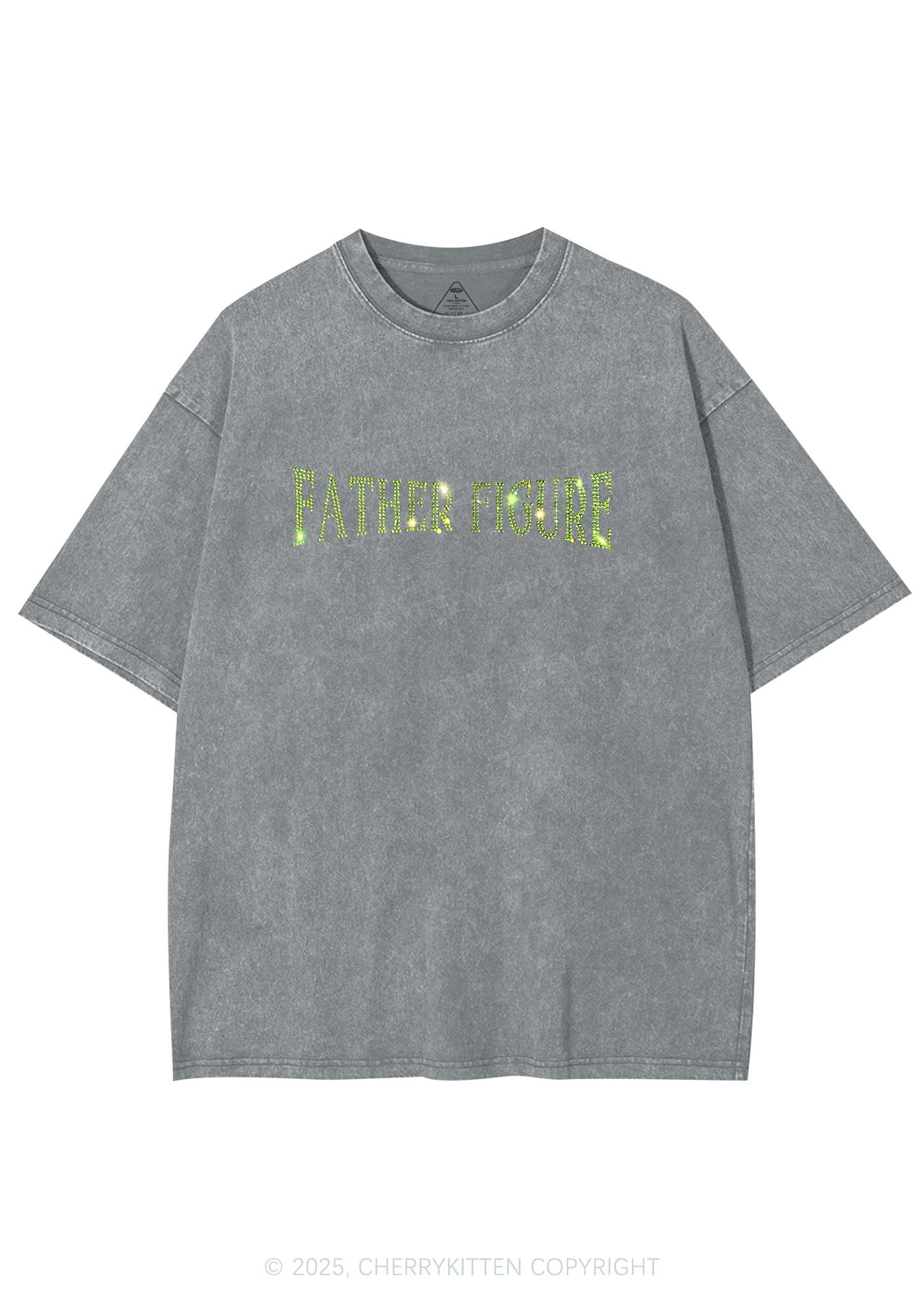 Rhinestone Father Figure Y2K Shirts Washed Tee Cherrykitten