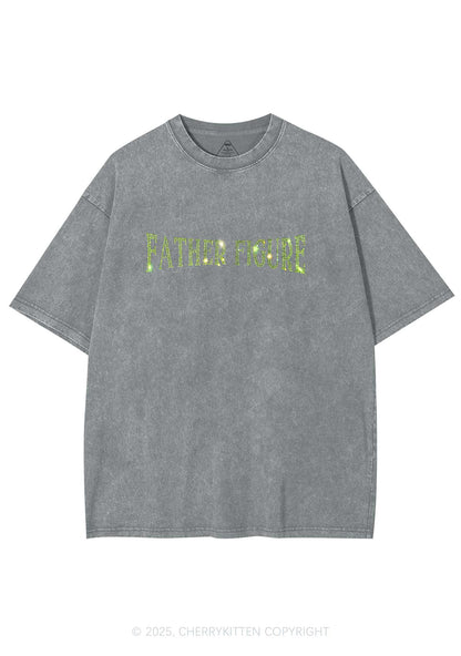 Rhinestone Father Figure Y2K Shirts Washed Tee Cherrykitten