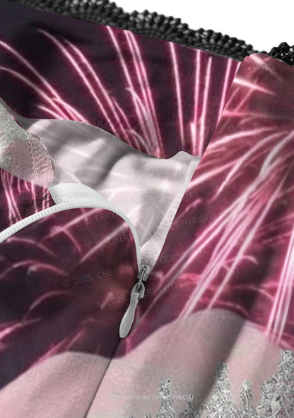 Crowned Rats Valentine's Day Y2K Print Midi Skirt Cherrykitten