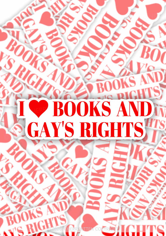 I Love Books And Gay Rights Pride 1pc Y2K Sticker Cherrykitten