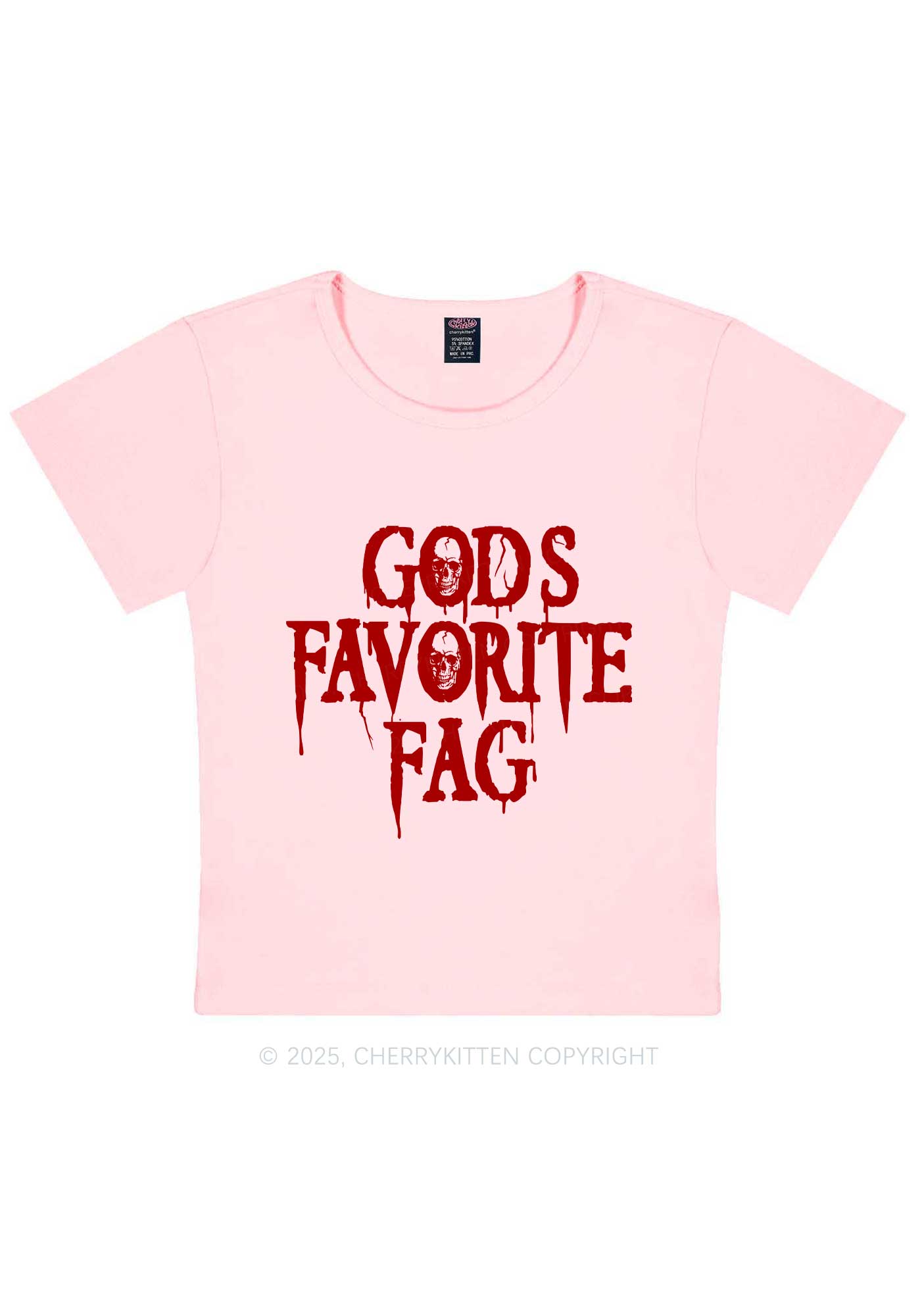 Halloween Gods Favorite Fag Pride Y2K Baby Tee Cherrykitten