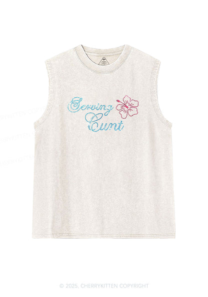 Rhinestone Serving Cxxt Y2K Washed Muscle Tank Cherrykitten