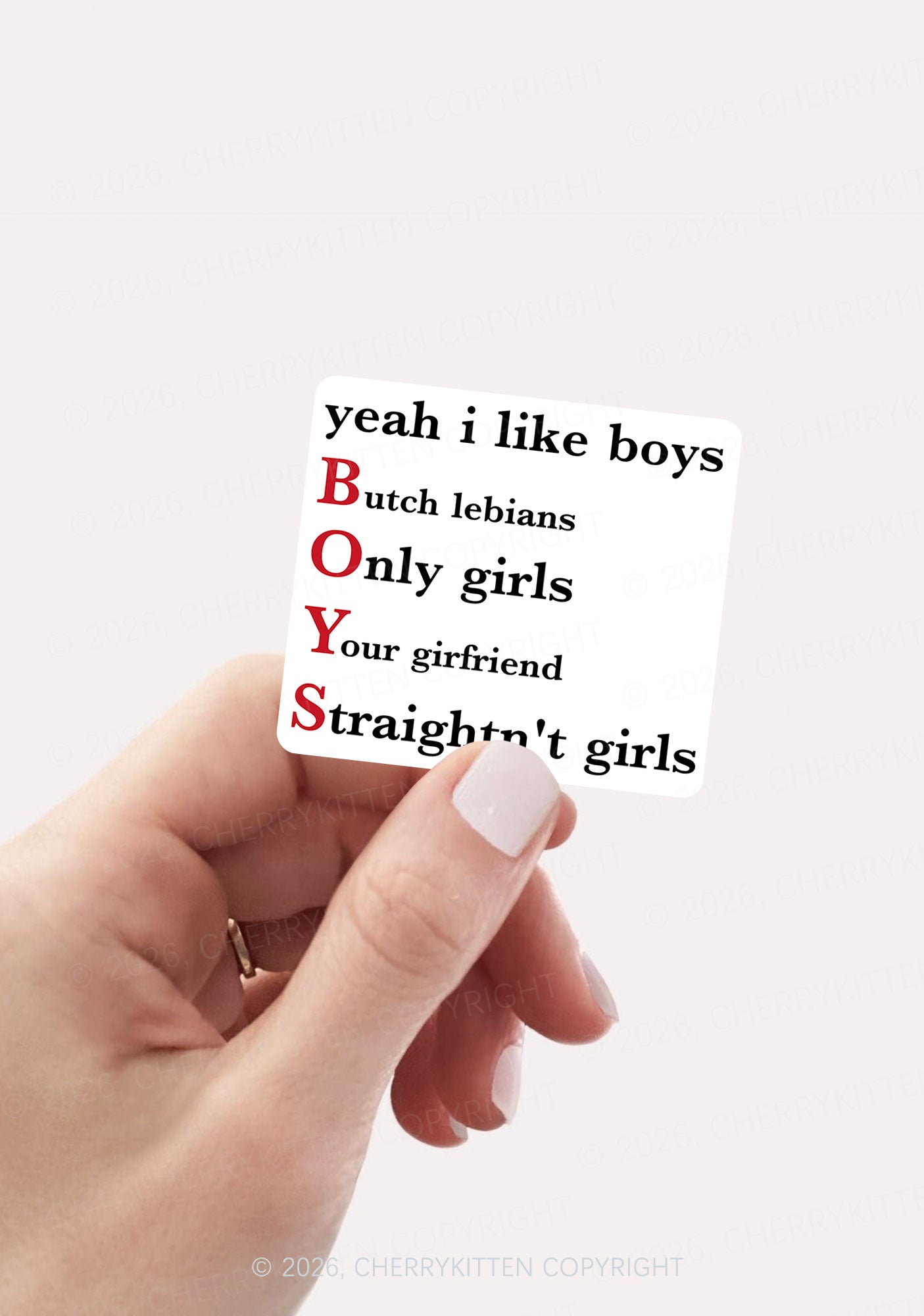 Yeah I Like Boys Pride 1pc Y2K Sticker Cherrykitten