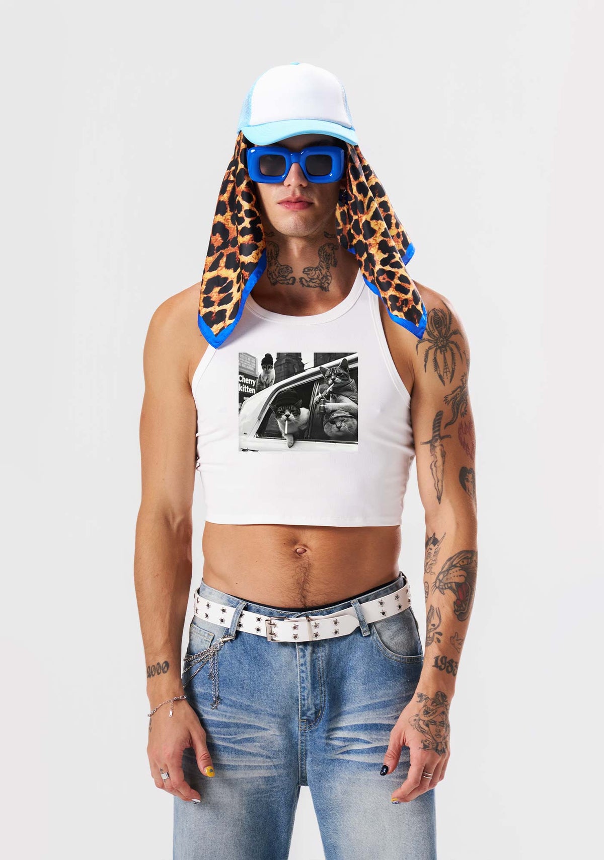 Cats Smoke In Car Y2K Crop Tank Top Cherrykitten