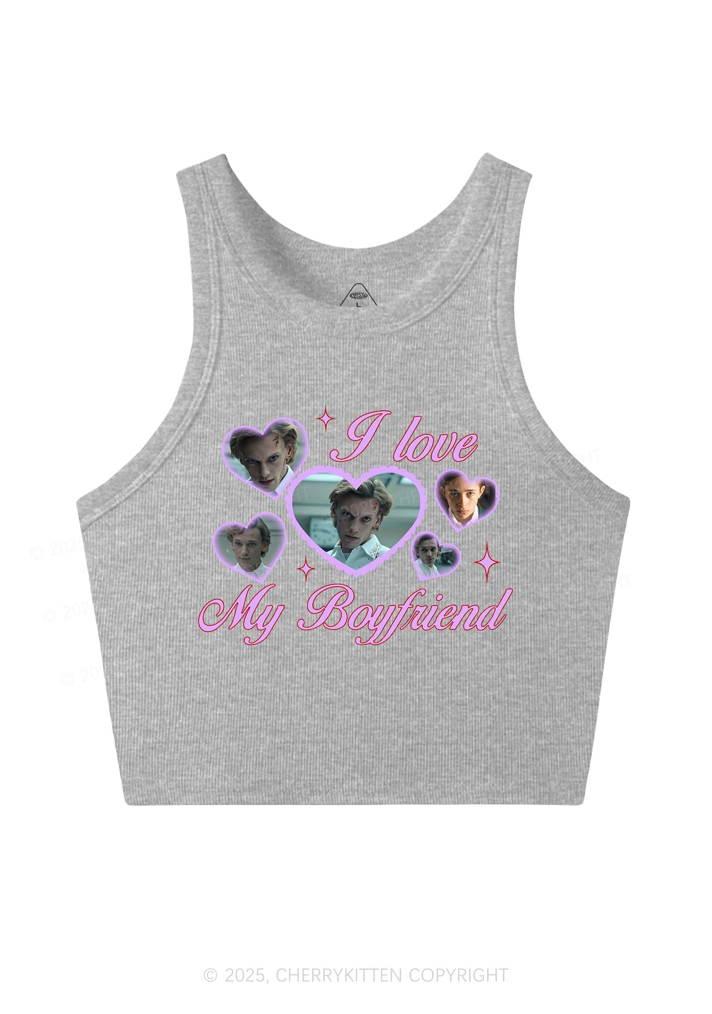 Love My Boyfriend Number One Y2K Crop Tank Top Cherrykitten