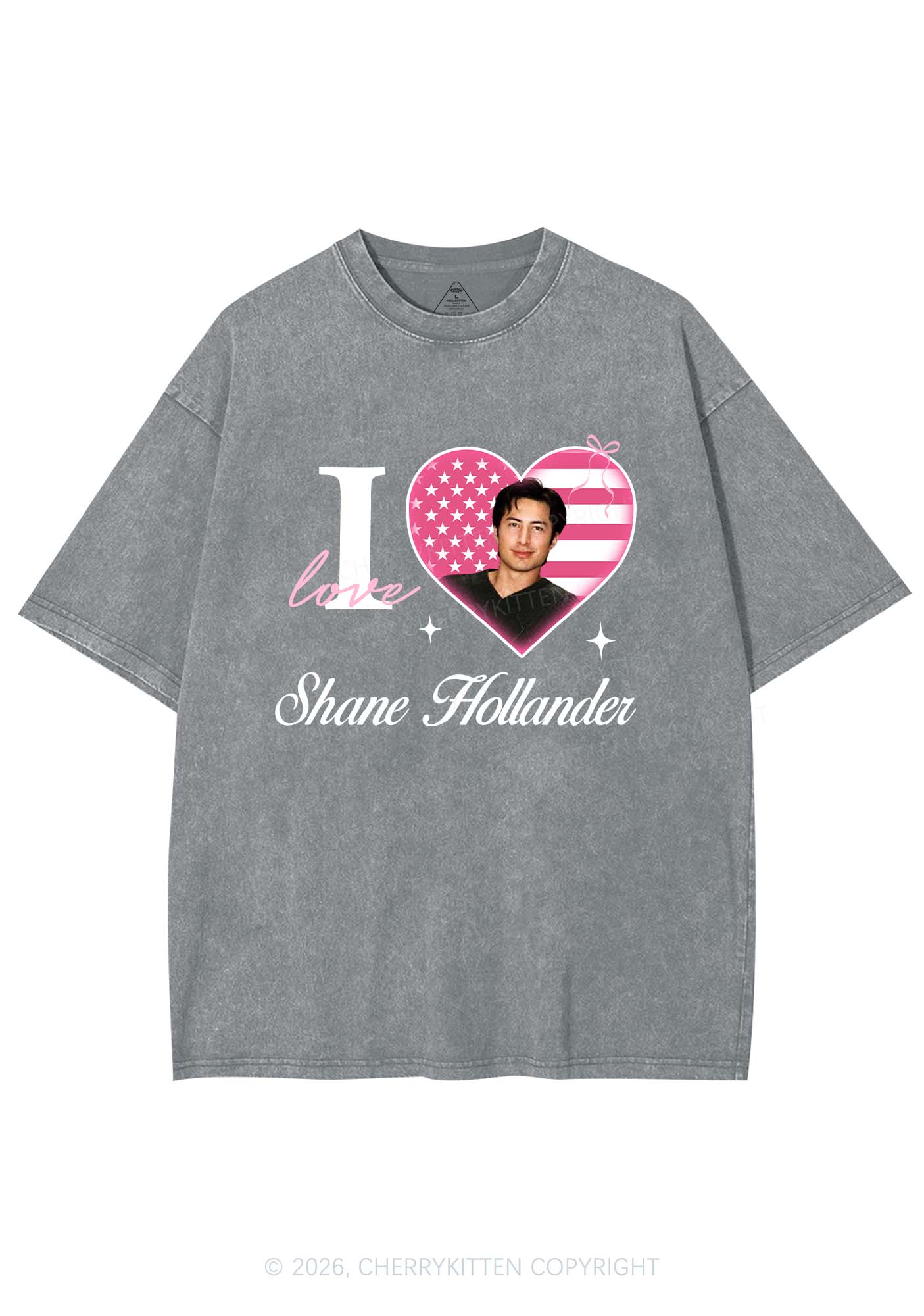 I Love SH HR Y2K Shirts Washed Tee Cherrykitten