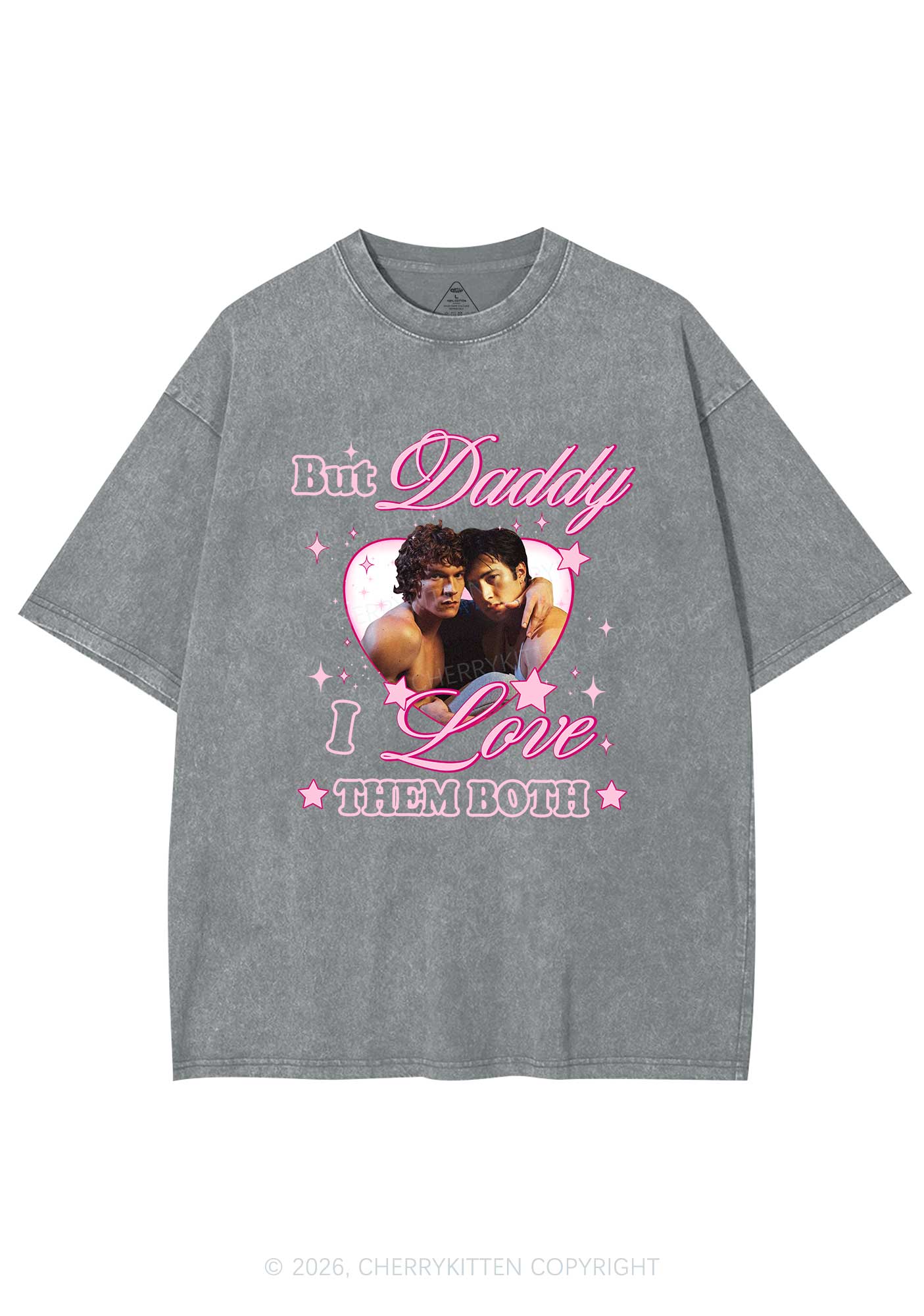But Daddy I Love Them Both HR Y2K Shirts Washed Tee Cherrykitten