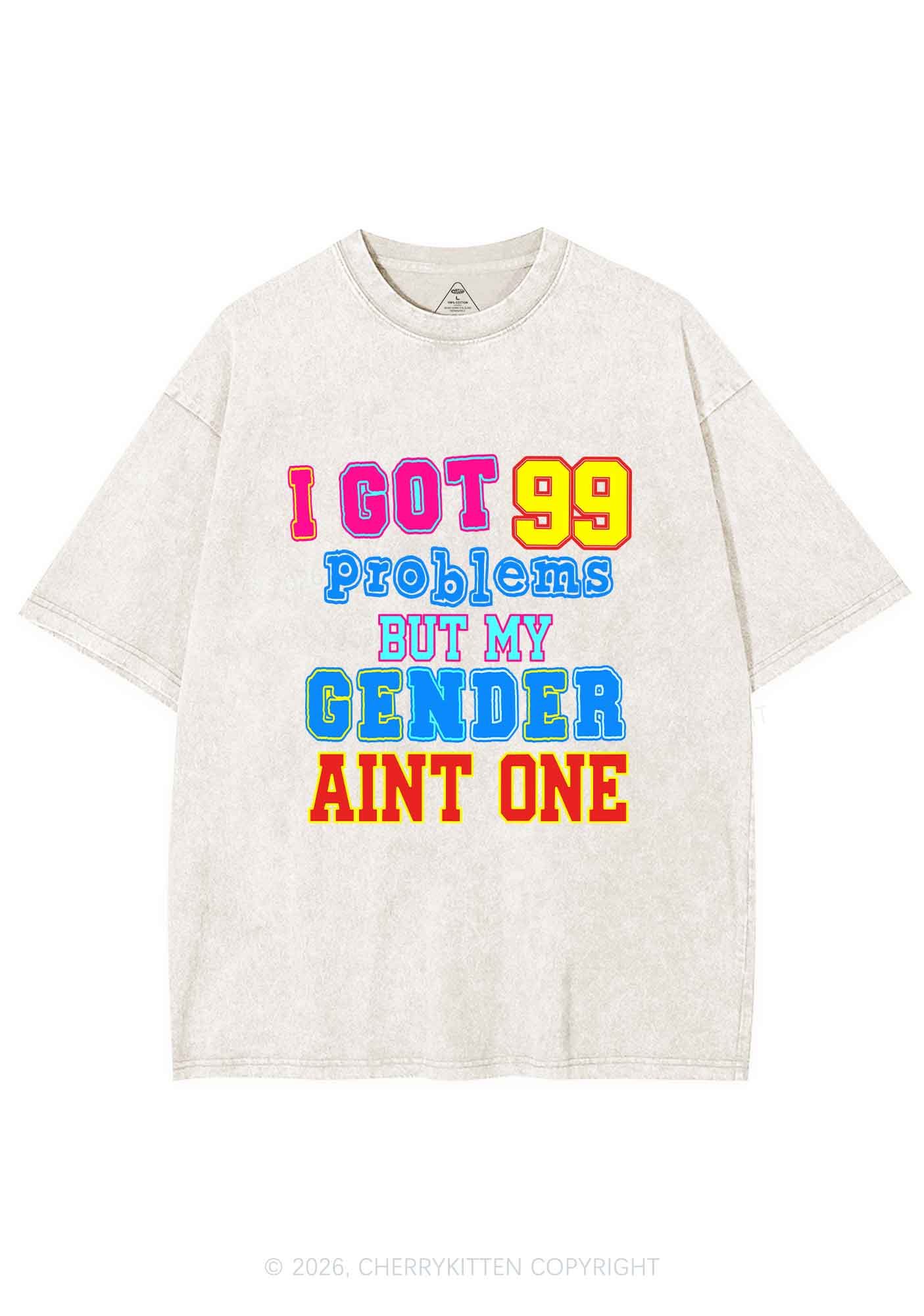 Gender Aint One Pride Y2K Shirts Washed Tee Cherrykitten