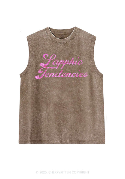Glitter Sapphic Tendencies Pride Y2K Washed Muscle Tank Cherrykitten