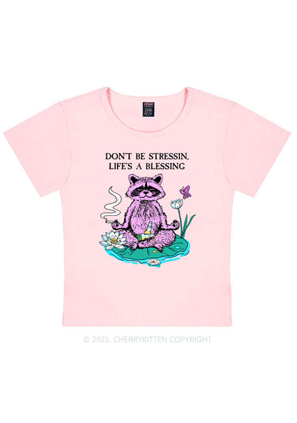 Dont Stress Raccoon Y2K Baby Tee Cherrykitten