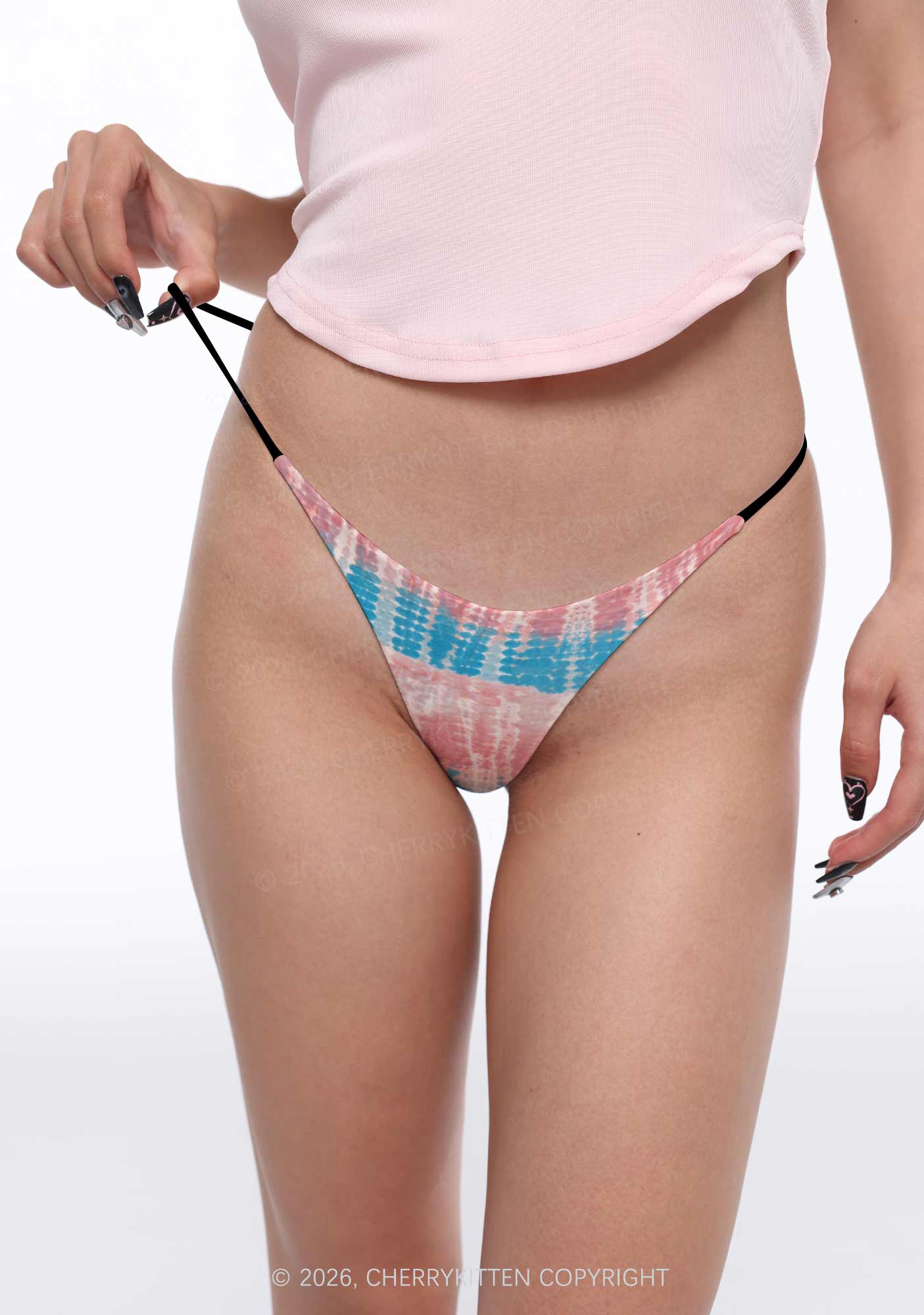 Tie Dye Trans Pride Y2K Print Bikini String Thong Cherrykitten