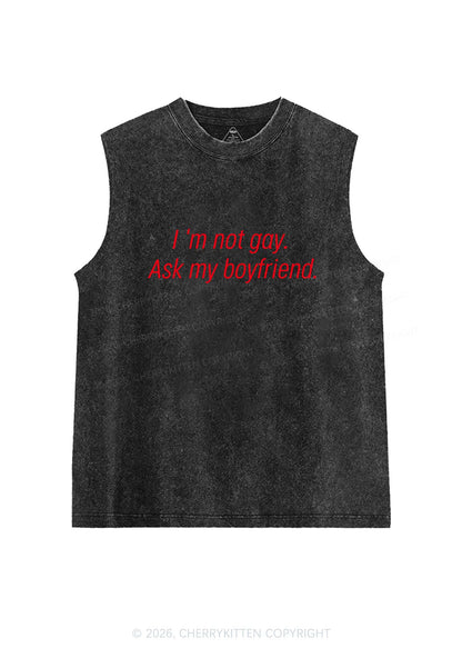 Im Not Gay Pride Y2K Washed Muscle Tank Cherrykitten
